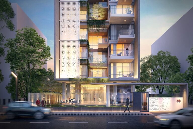 Predio De Apartamentos Moderno Com Varandas E Vegetacao TJsf1pMigZM