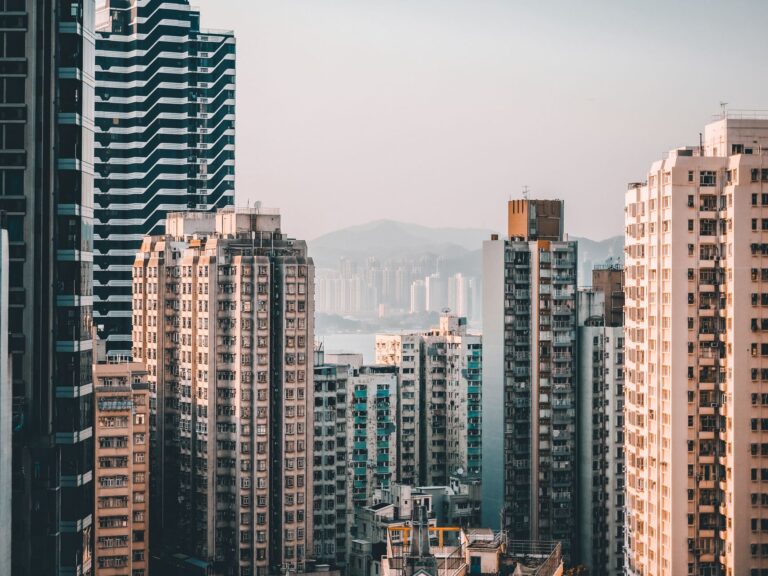 Aerial view of Hong Kong's high-rise buildings showcasing the city's dynamic skyline.